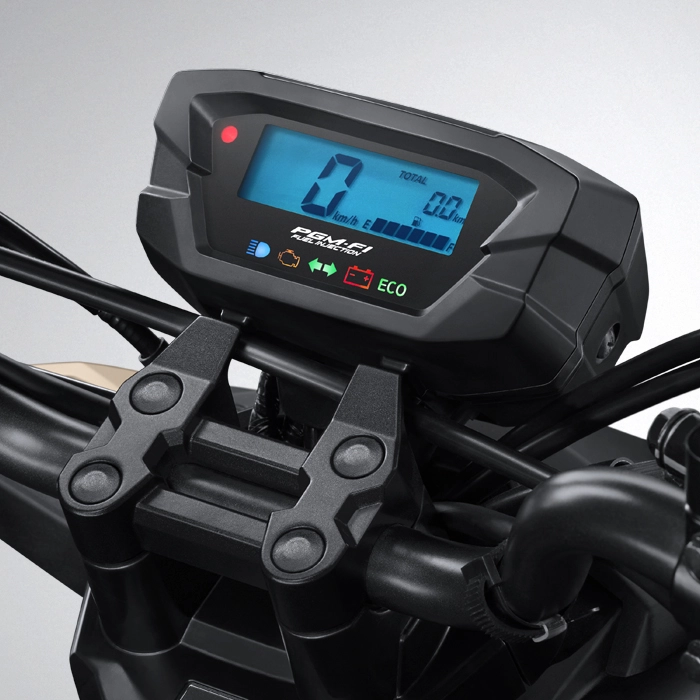 Semakin stylish dengan panel meter yang canggih dilengkapi lampu indikator ECO untuk kemudahan informasi berkendara