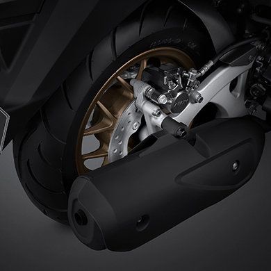 Dilengkapi rem cakram belakang, khusus Stylo ABS untuk menambah kestabilan pengereman.